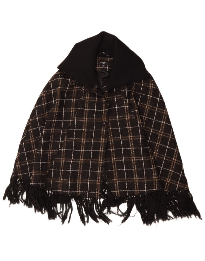 Project Manteau Poncho Femme UK 10 Petit Carreau Marron Polyester