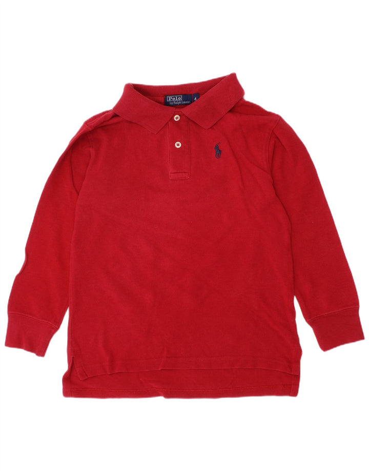 POLO RALPH LAUREN Polo à manches longues pour garçon 3-4 ans Rouge Coton