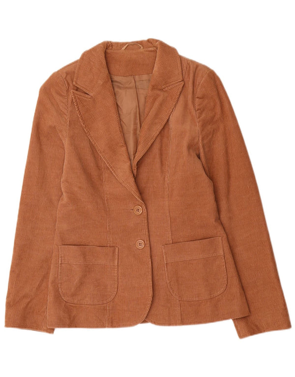 Topshop Veste blazer en velours côtelé à 2 boutons pour femme UK 10 Petit coton marron