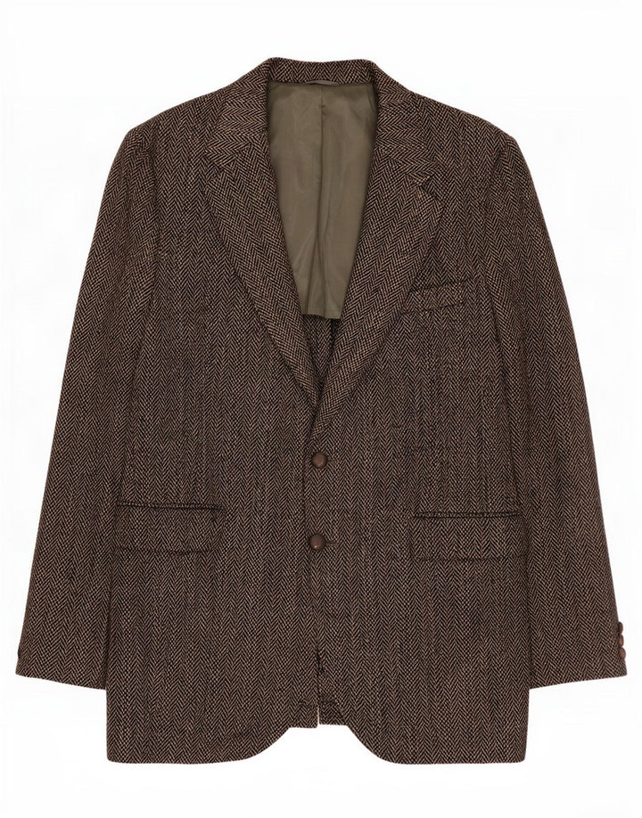 Harris Tweed Veste Blazer 2 Boutons pour Homme UK 40 Grande Laine à Chevrons Gris