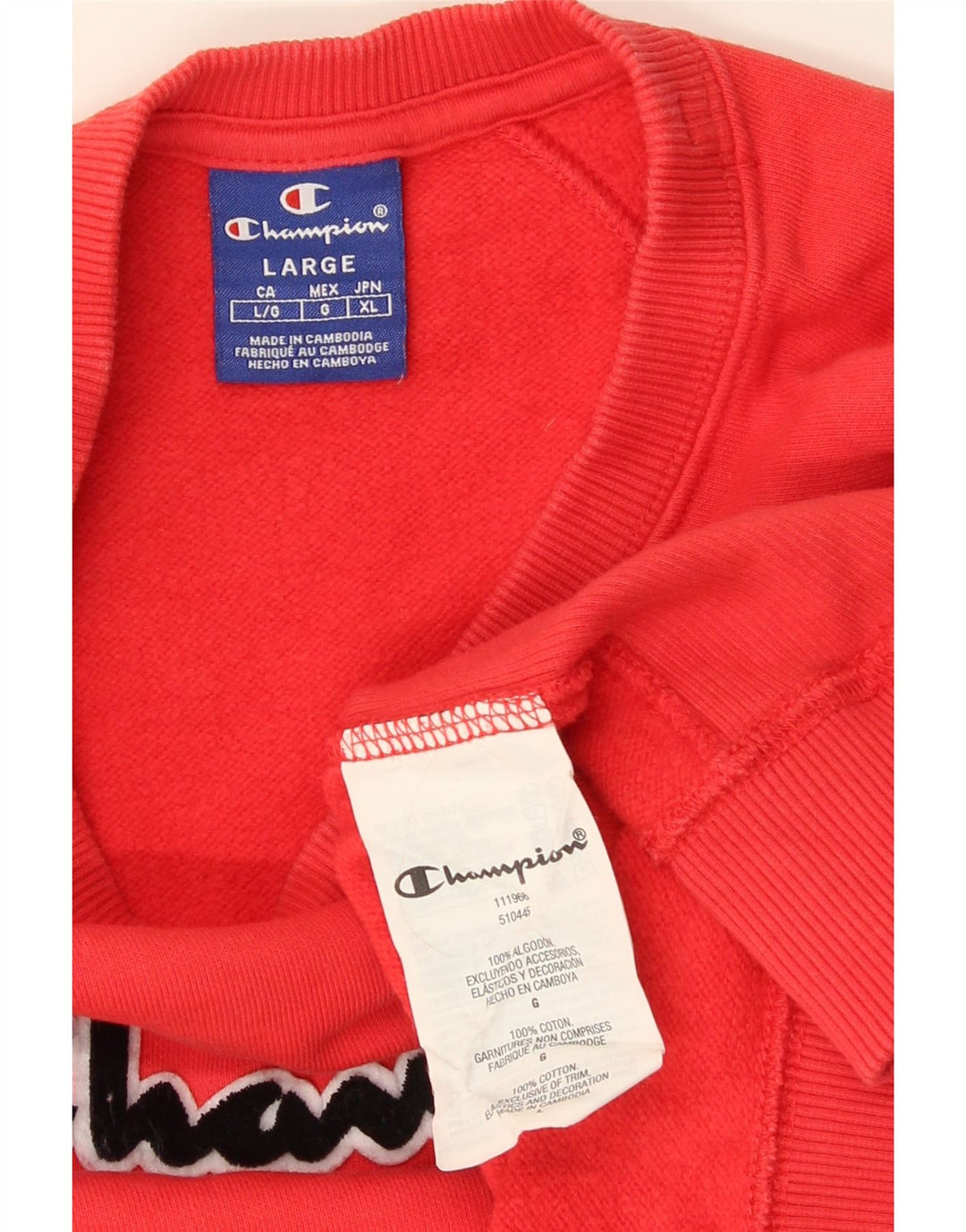 Champion Sweat-shirt graphique pour homme en coton rouge Taille L