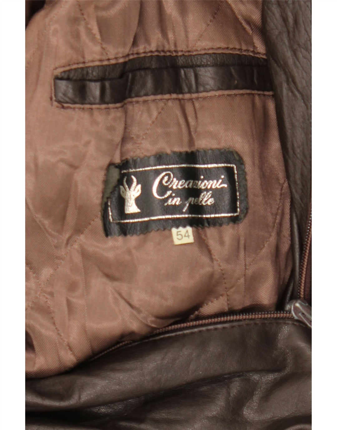 VINTAGE Veste en cuir homme IT 54 2XL Cuir marron