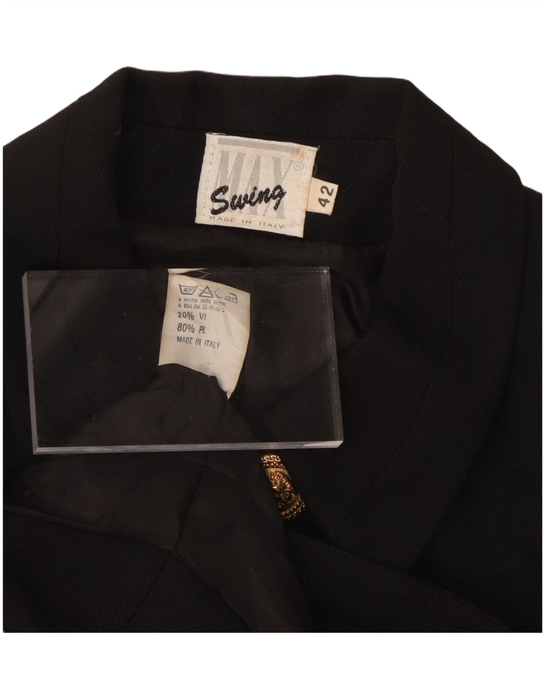 VINTAGE Veste Boléro Femme IT 42 Viscose Noir Moyen