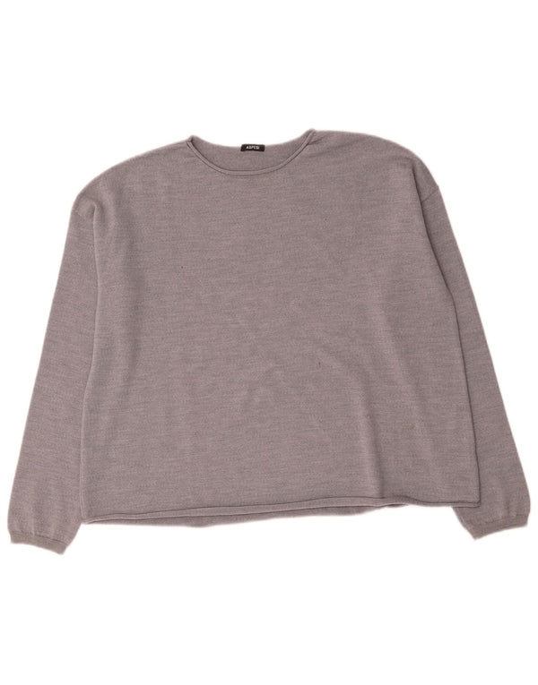 Aspesi Pull col bateau pour femme UK 16 Large Gris Laine