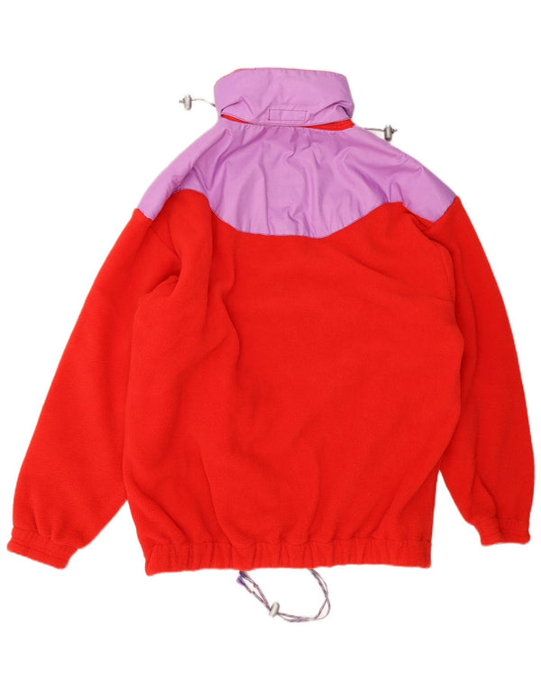vintage Mens Zip Neck Fleece Jumper UK 44 2XL Rouge Colourblock