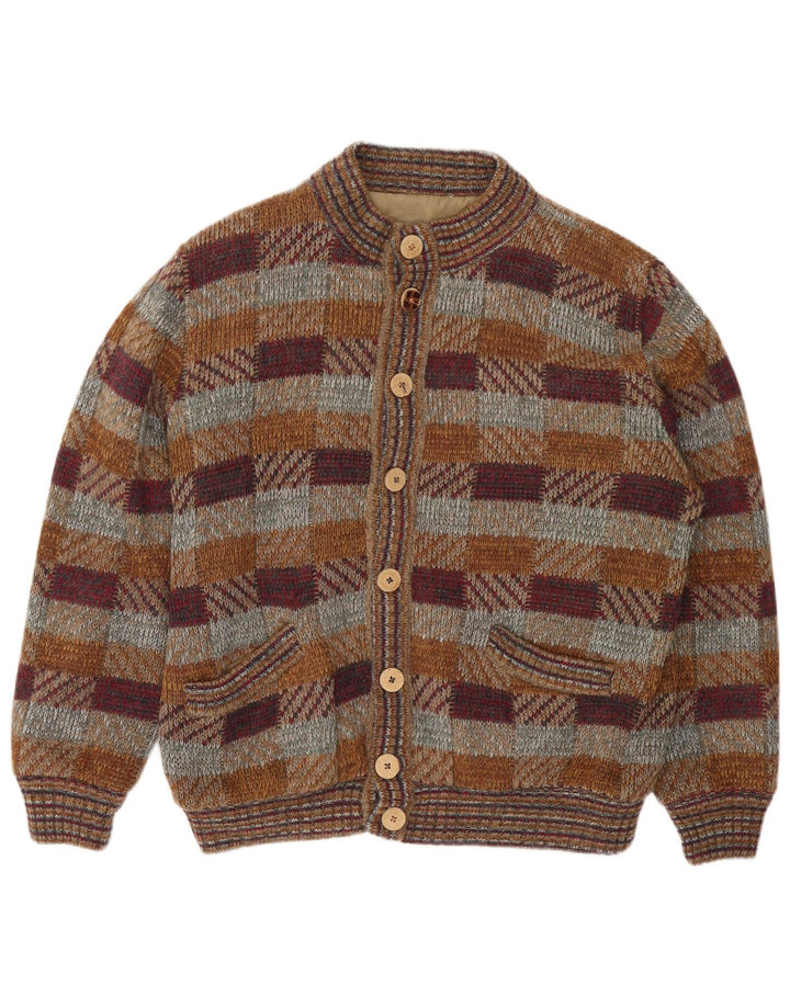 vintage Mens Cardigan Sweater XL Multicolore Check