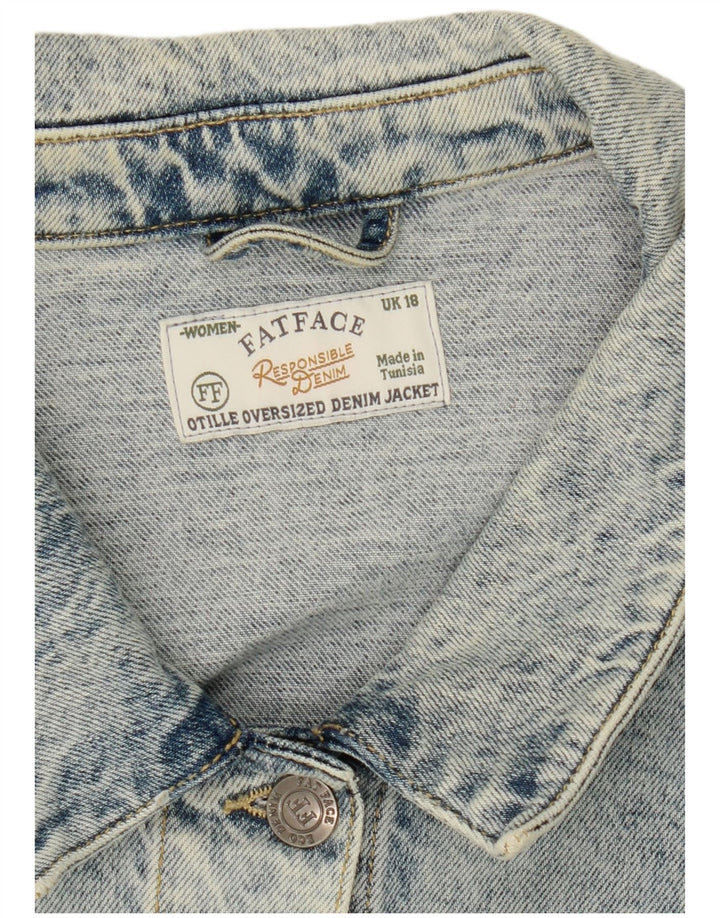 Fat Face Veste en Jean Femme UK 18 XL Bleu Coton