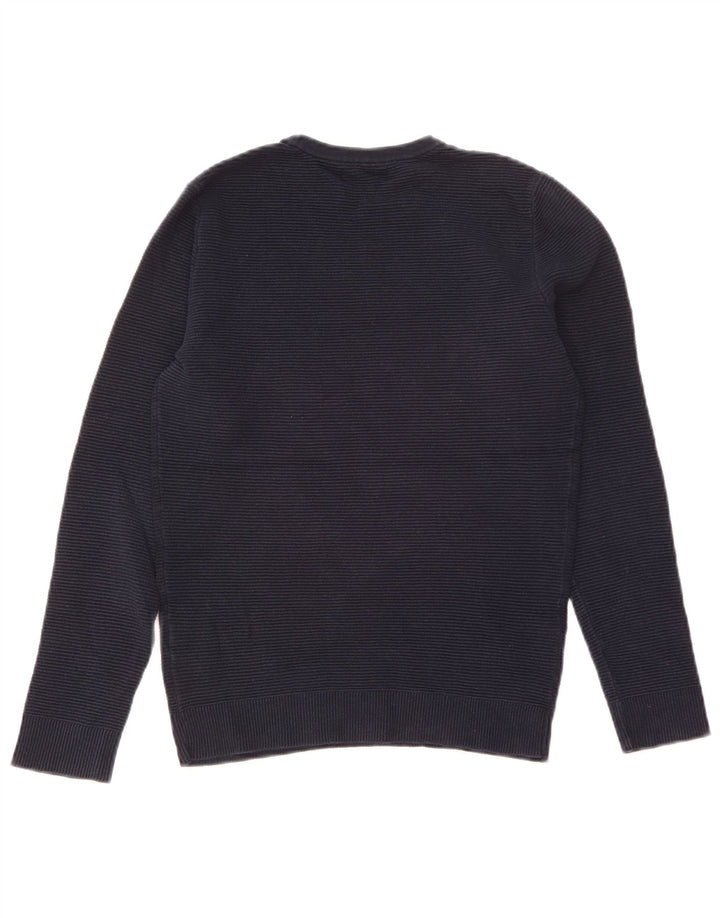 Zara Pull ras du cou pour homme en coton bleu marine Petit