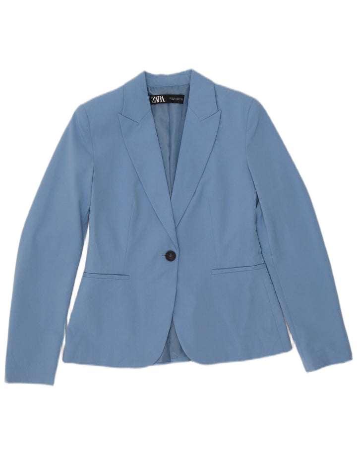Zara Veste Blazer 1 Bouton Femme EU 36 XS Bleu Polyester