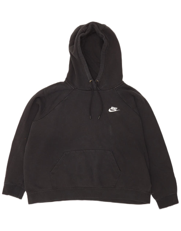 Nike Womens Relaxed Fit Hoodie Jumper UK 18 XL Black Cotton