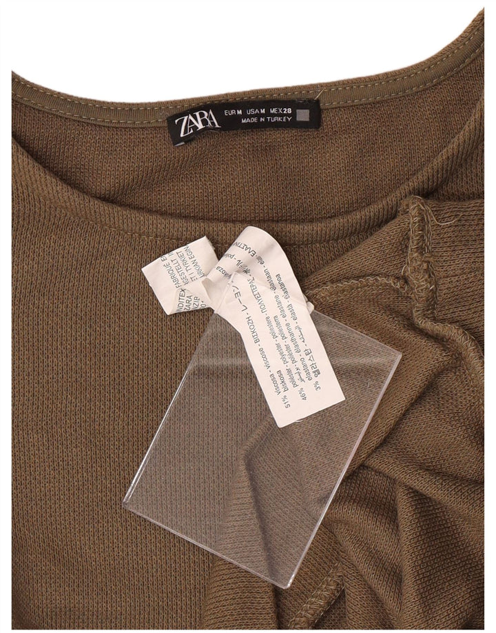 ZARA Femme Sweatshirt Jumper UK 12 Medium Brown Viscose