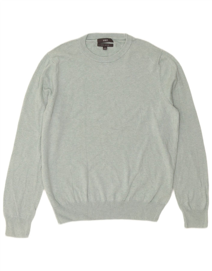 Marks & Spencer Pull Col Rond Homme Vert Moyen Coton