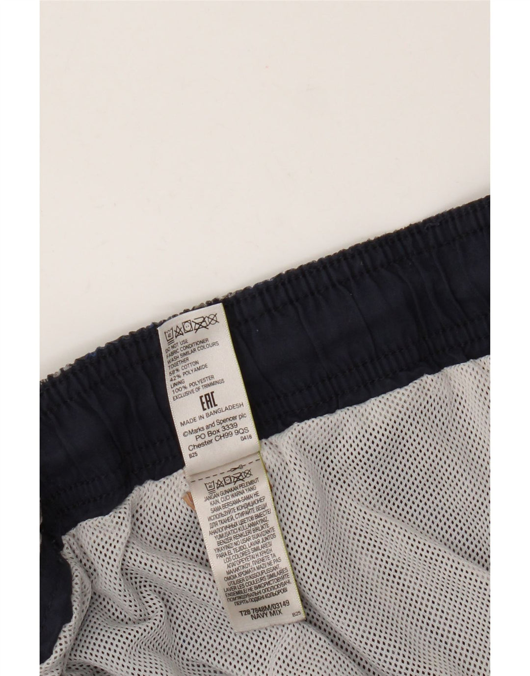 Marks & Spencer Short de bain pour homme 2XL en coton à carreaux bleu