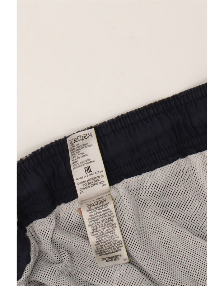 Marks & Spencer Short de bain pour homme 2XL en coton à carreaux bleu