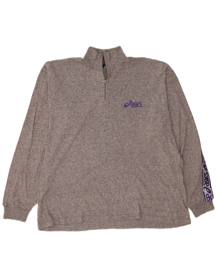 ASICS Haut graphique à col zippé pour hommes à manches longues 2XL Gris