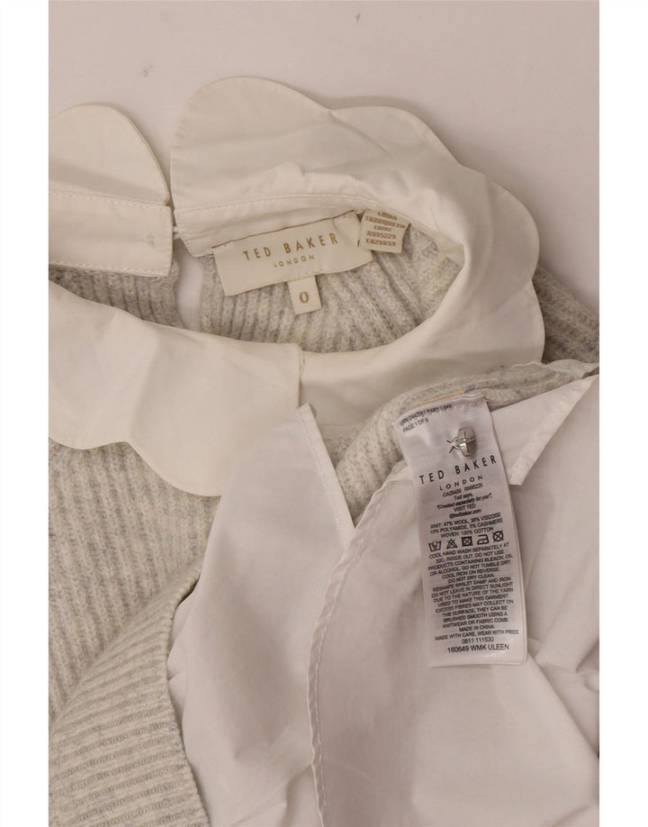 Ted Baker Pull surdimensionné à col rond pour femme US 0 2XS Gris laine
