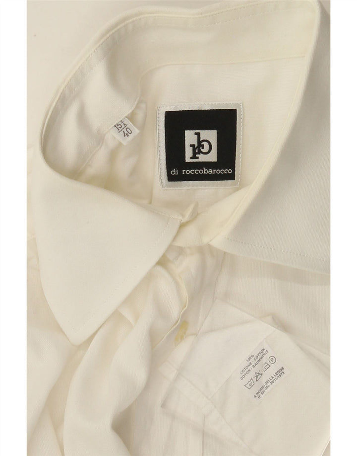 Roccobarocco Chemise Homme Taille 40 15 3/4 Coton Blanc Moyen
