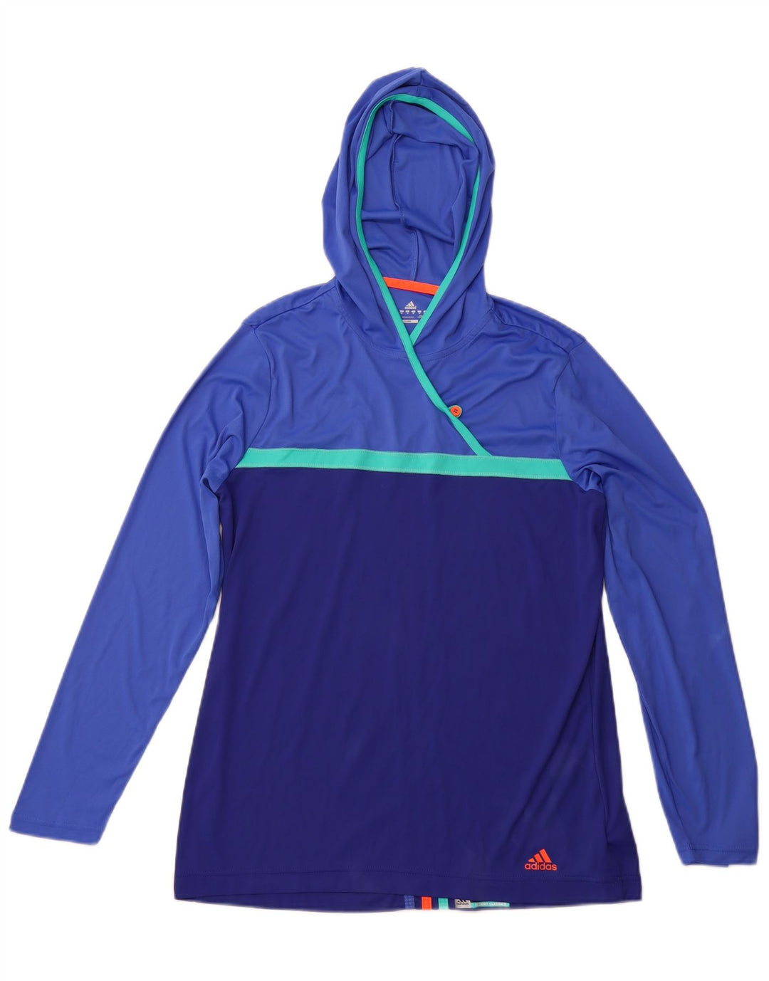 ADIDAS Womens Climalite Top Long Sleeve UK 14 Medium  Blue Colourblock