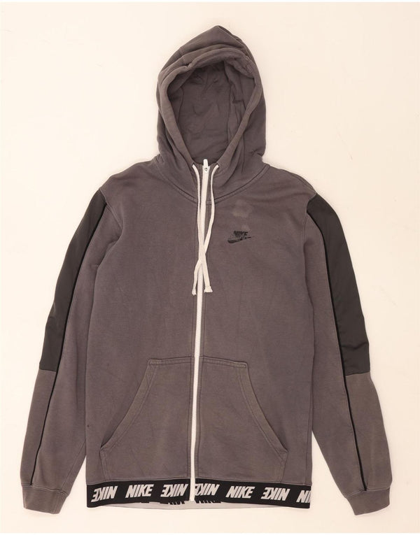 Nike Sweat à capuche zippé graphique pour homme en coton color block Gris Taille S