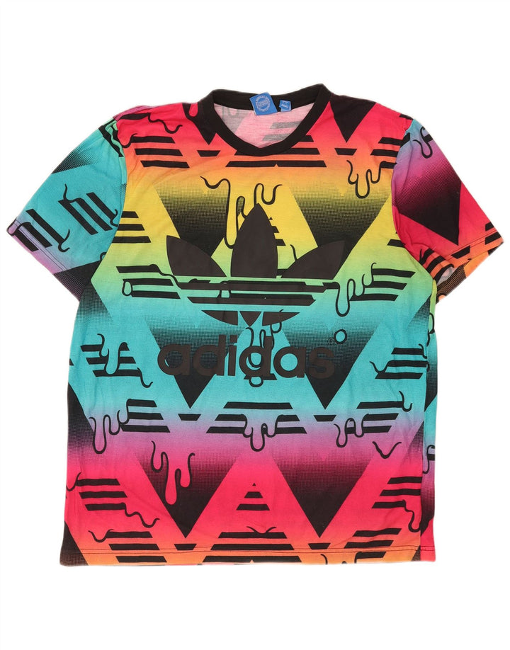 Adidas Mens Graphic T-Shirt Top Large Multicolore Polyester