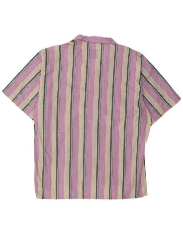 Chemise homme vintage XL coton rayé rose