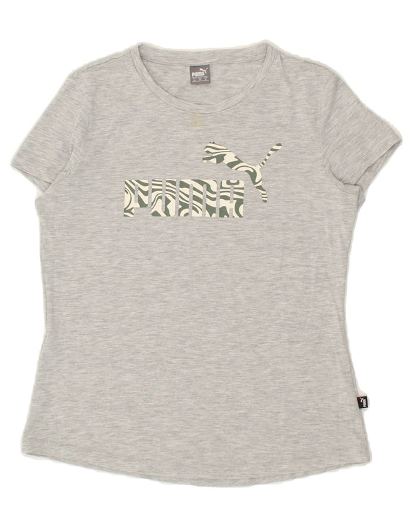 PUMA Womens Graphic T-Shirt Top UK 12 Medium Grey