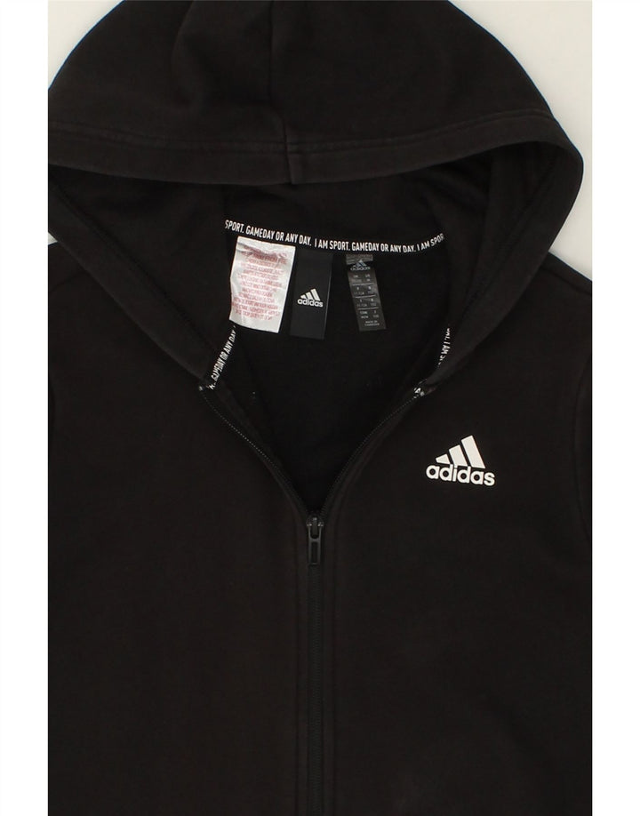 ADIDAS Boys Zip Hoodie Sweater 11-12 Years Black Polyester Vintage Adidas and Second-Hand Adidas from Messina Hembry 