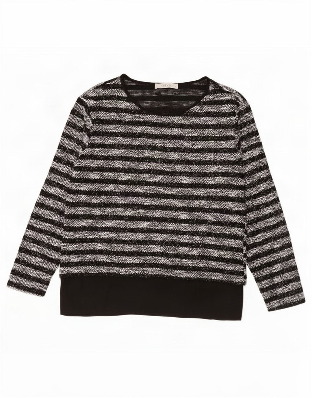 Oasis Haut à manches longues pour femme UK 12 Polyester rayé noir moyen