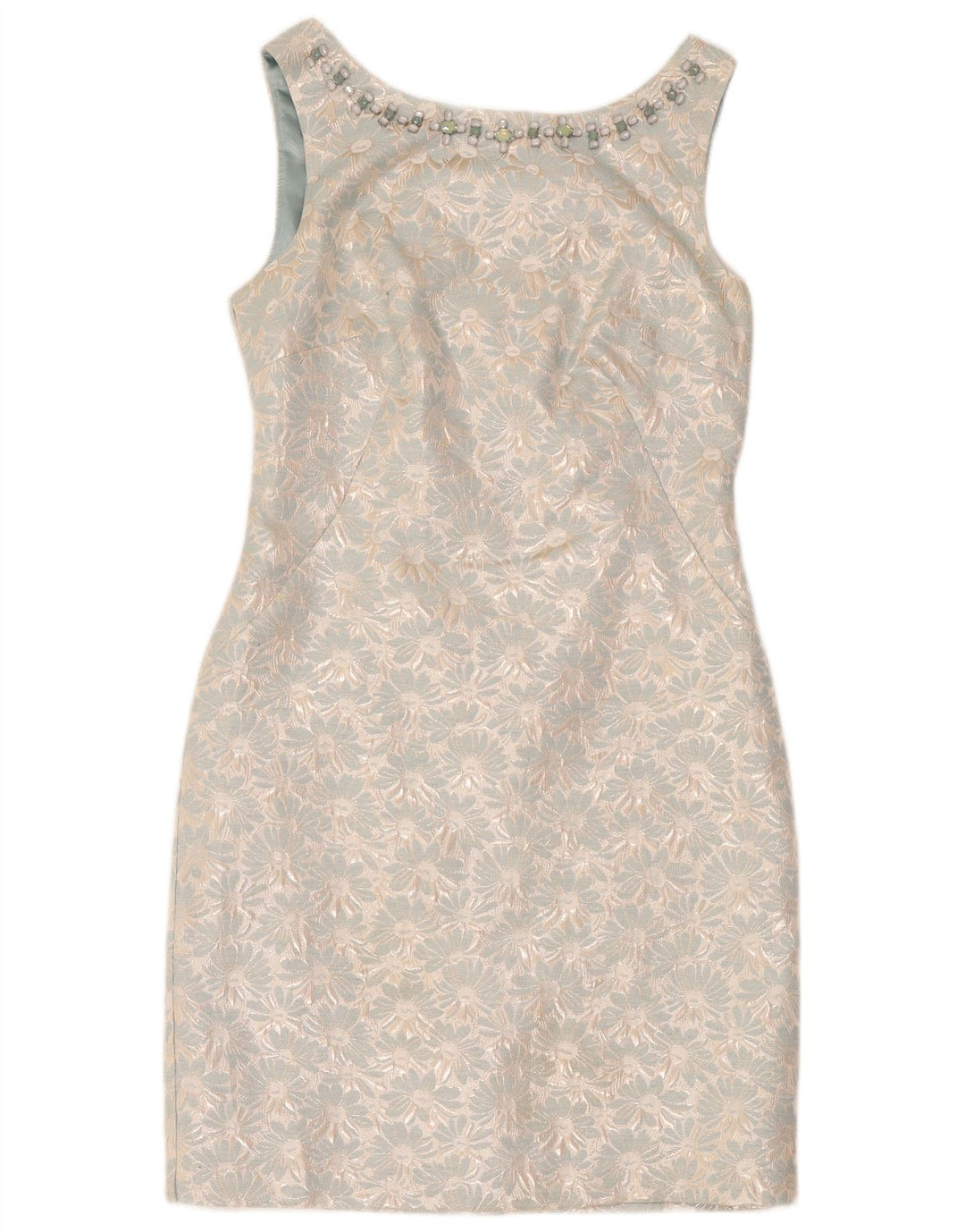 Monsoon Robe fourreau sans manches pour femme UK 42 Bleu moyen en polyester floral