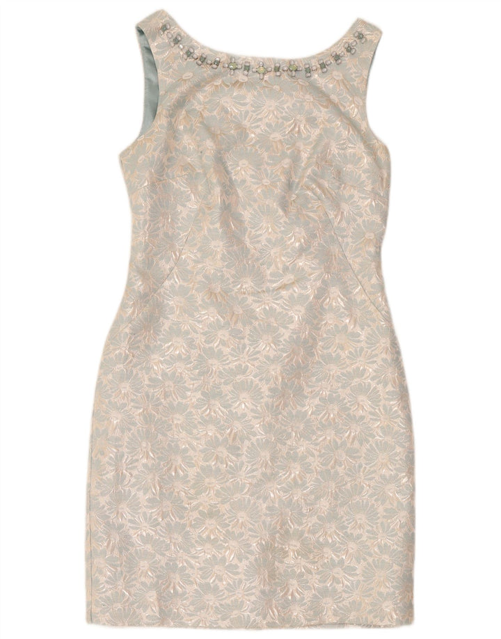 Monsoon Robe fourreau sans manches pour femme UK 42 Bleu moyen en polyester floral