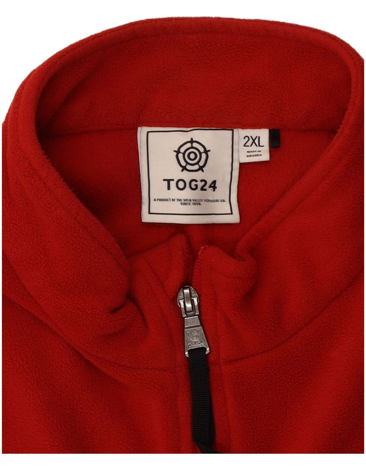 TOG 24 Pull polaire à col zippé pour homme 2XL Rouge Polyester
