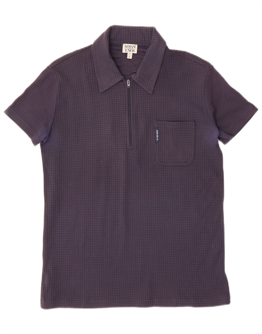 Armani Junior Polo Col Zippé Garçon 5-6 Ans Bleu Marine Polyamide