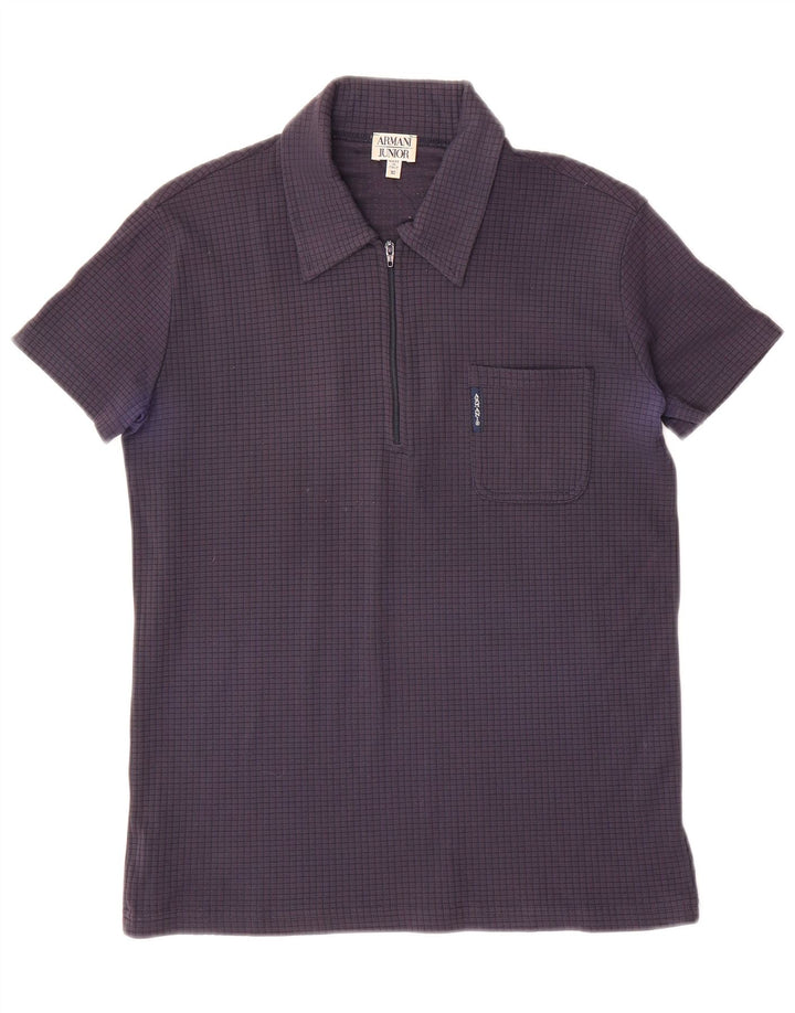 Armani Junior Polo Col Zippé Garçon 5-6 Ans Bleu Marine Polyamide