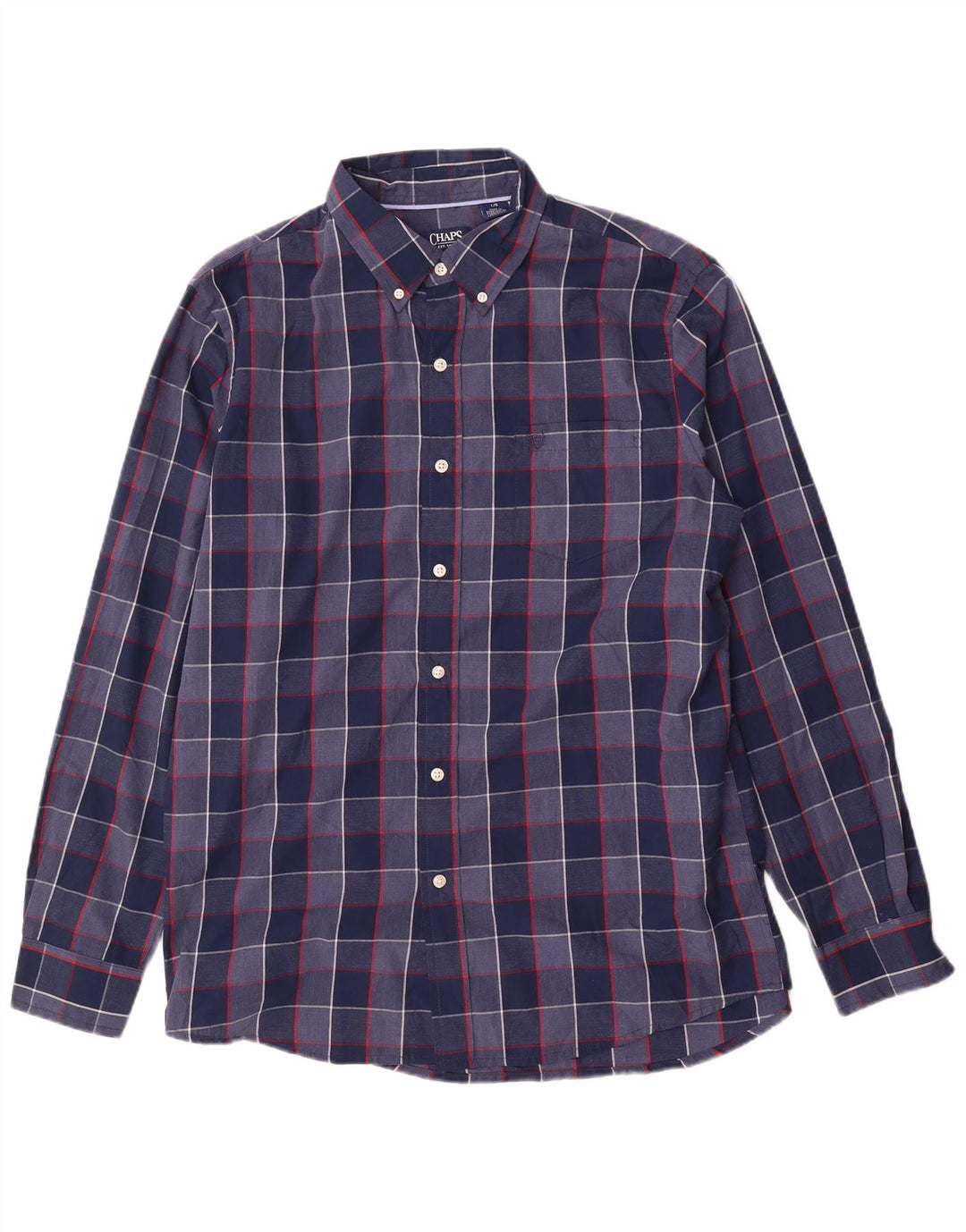 Chaps Chemise Homme Facile d'entretien Grand Carreau Bleu Marine en Coton