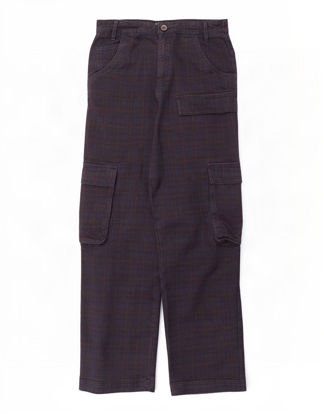 Zara Pantalon cargo droit pour femme Medium W28 L28 Bleu marine à carreaux