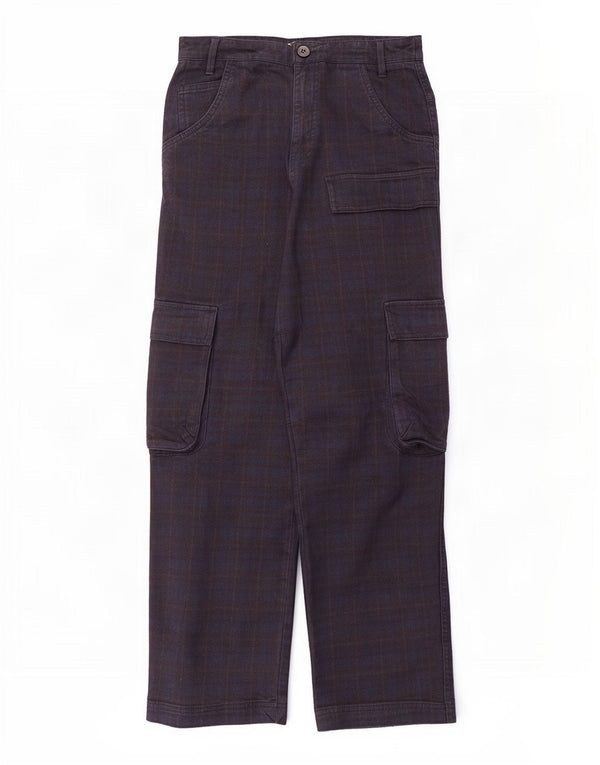 Zara Pantalon cargo droit pour femme Medium W28 L28 Bleu marine à carreaux