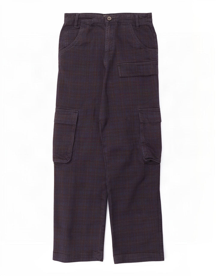 Zara Pantalon cargo droit pour femme Medium W28 L28 Bleu marine à carreaux