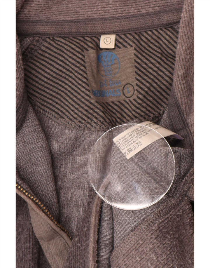 Fat Face Sweat-shirt à col zippé pour homme en coton color block Gris Taille L