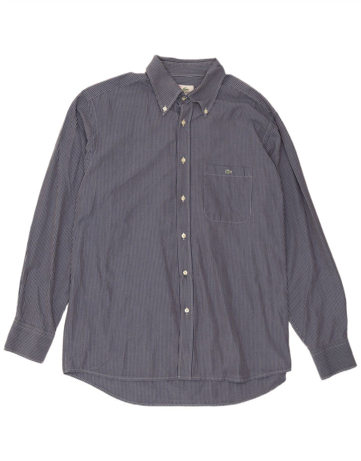 Lacoste Chemise Homme Taille 44 XL Bleu Marine Check Coton