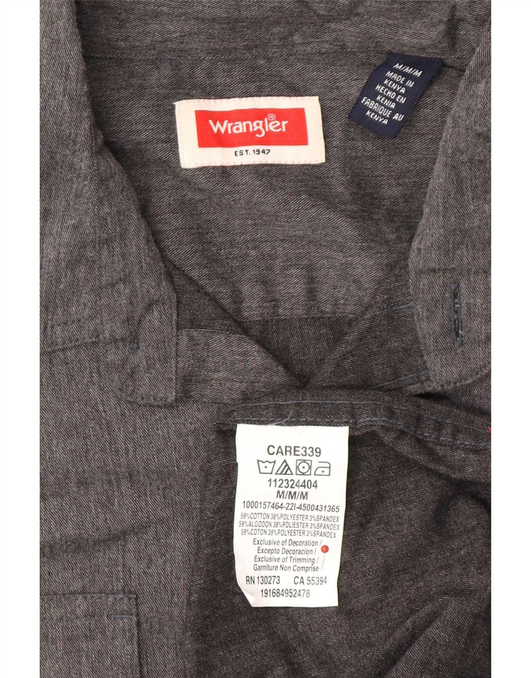 Wrangler Chemise Homme Gris Moyen Coton