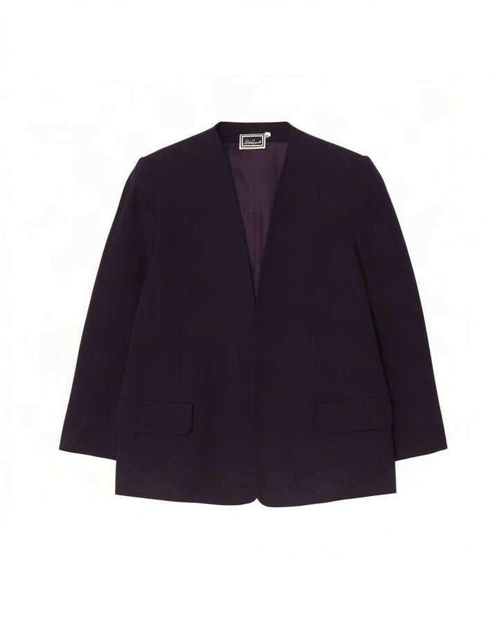 Luisa Spagnoli Veste Blazer Ouverte Femme IT 52 2XL Bleu Marine Acétate