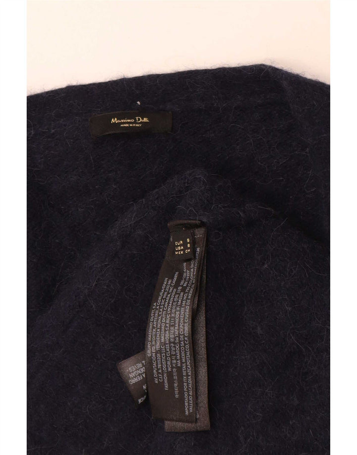 Massimo Dutti Pull Cardigan Femme UK 10 Petit Bleu Marine Polyamide