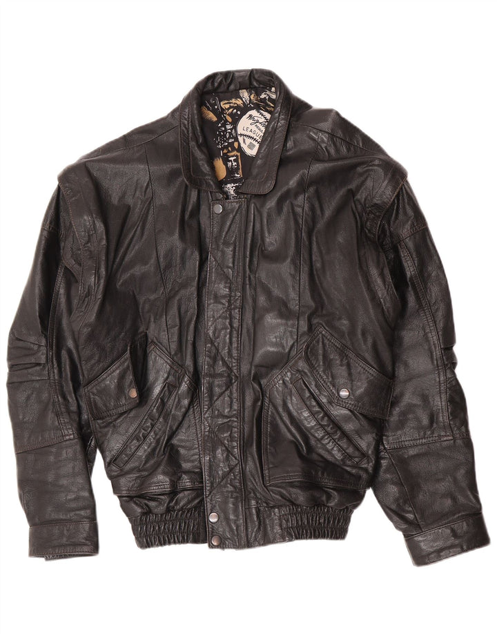 C&A Veste en cuir bomber pour homme UK 40 Grand cuir noir