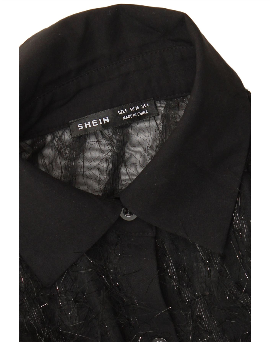 Shein Chemisier transparent surdimensionné pour femme UK 10 Petit Noir