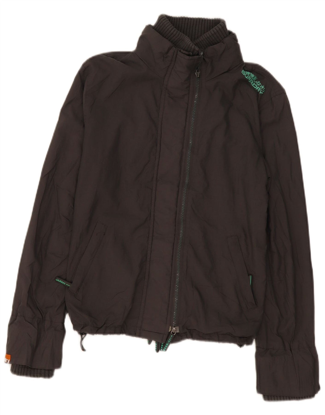 Superdry Veste Bomber Femme UK 16 Large Gris Nylon