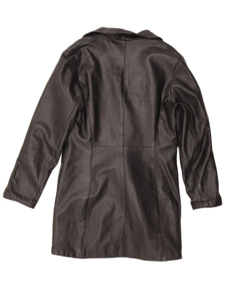 manteau en cuir femme vintage IT 46 Grand cuir noir