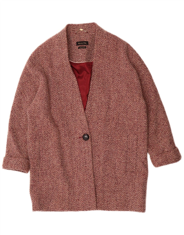 Massimo Dutti Manteau pour femme UK 14 Viscose à chevrons rouge moyen