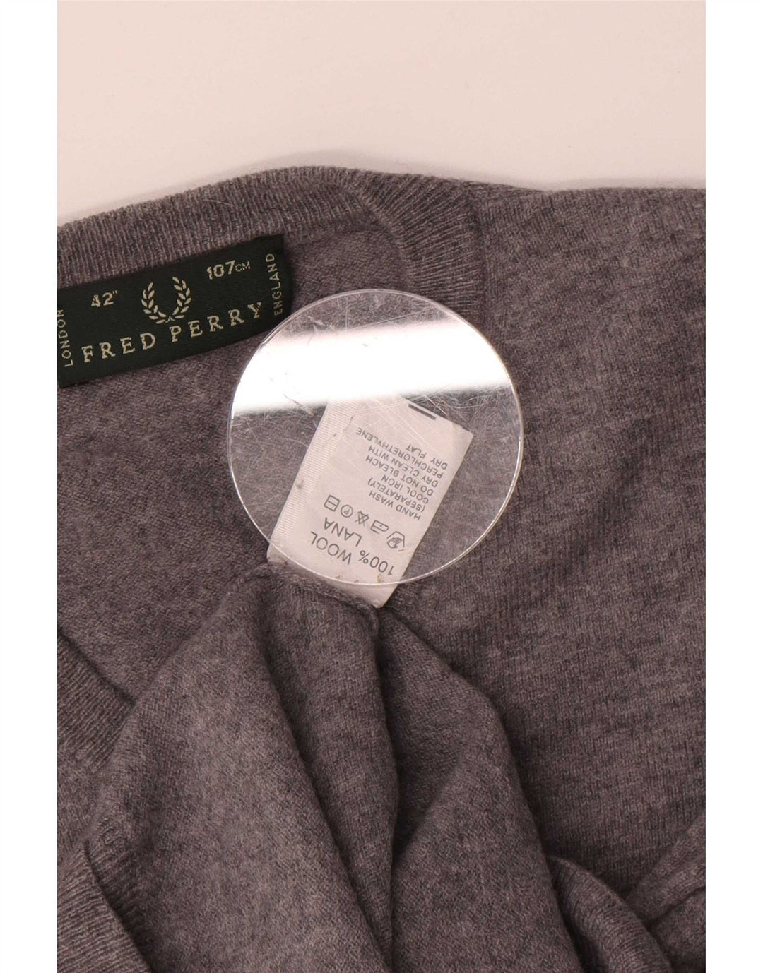 Fred Perry Pull Col V Homme Gris Moyen Laine