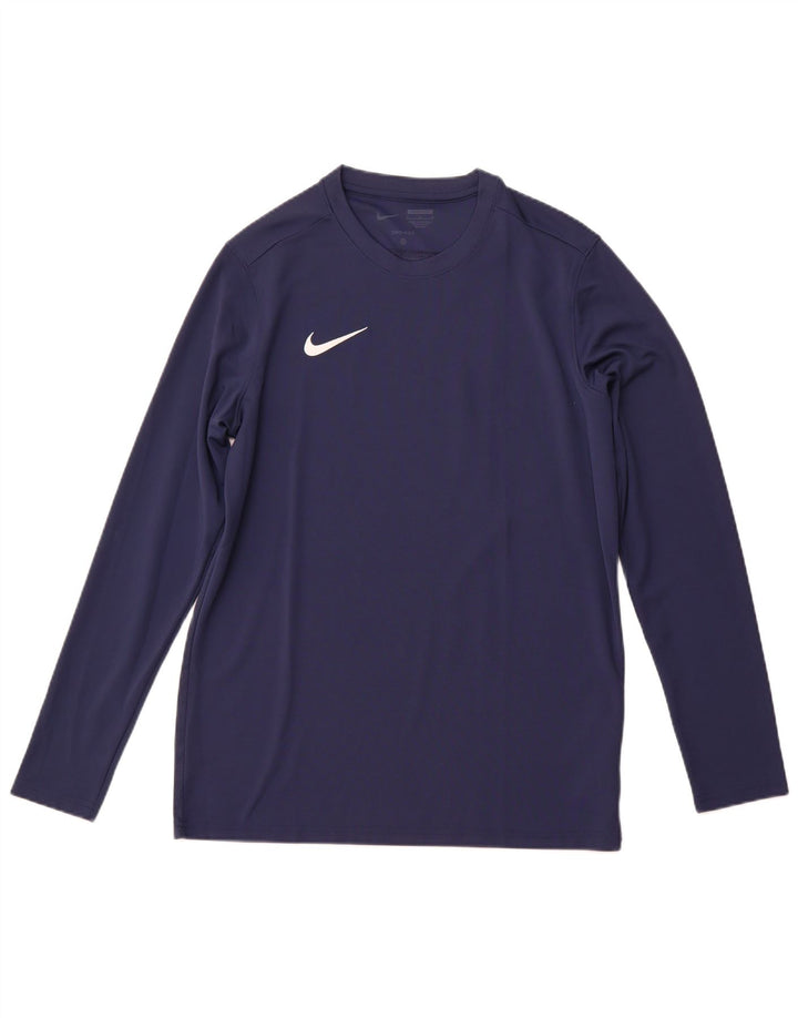 NIKE Haut Dri Fit Slim Fit à manches longues en polyester bleu marine pour homme