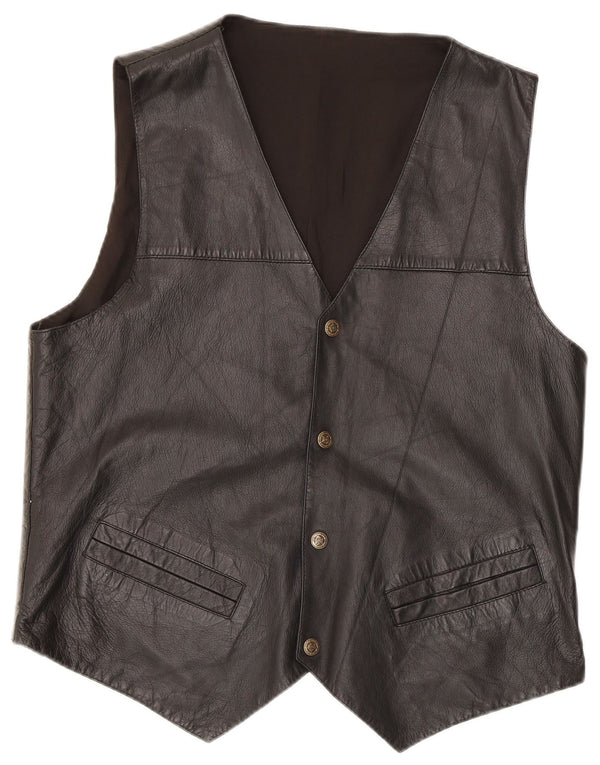gilet en cuir homme vintage noir moyen